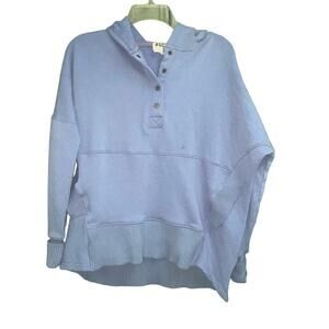 Bucket List Size Small Washed French Terry Hoodie Oversized Light Blue